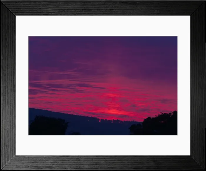 Framed Print : Stormy Sunset - in summer over the river Weser hills and Reinhardswald - Hessen - Germany Framed Print : Stormy Sunset - in summer over the river Weser hills and Reinhardswald - Hessen - Germany