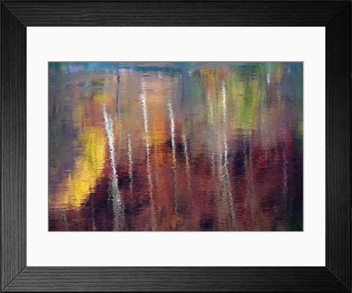 Framed Print : Reflections - in water - of trees in autumn colour - river Weser - Lower Saxony - Germany Framed Print : Reflections - in water - of trees in autumn colour - river Weser - Lower Saxony - Germany