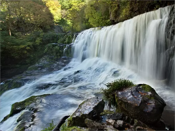 Sgwd Isaf Clun Gwyn waterfall on the river Mellte in the Brecon Beacons - October - Mid-Wales - UK