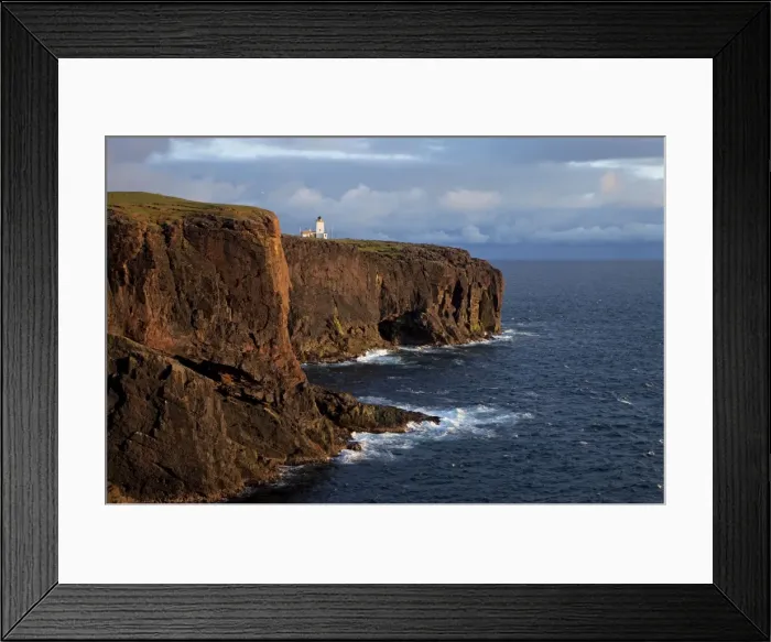 Framed Print : Esha Ness cliffs and lighthouse along cliffs edge - Shetland Islands - Scotland Framed Print : Esha Ness cliffs and lighthouse along cliffs edge - Shetland Islands - Scotland