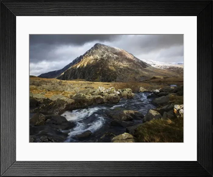 Framed Print : River Idwal with views of Pen yr Old Wen in the distance - February - Ogwen Valley - Snowdonia - North Wales - UK Framed Print : River Idwal with views of Pen yr Old Wen in the distance - February - Ogwen Valley - Snowdonia - North Wales - UK