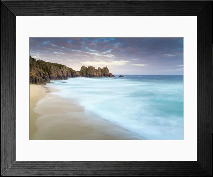 Framed Print : Logan Rock and Pednvounder Beach - Sunset - Cornwall - UK Framed Print : Logan Rock and Pednvounder Beach - Sunset - Cornwall - UK
