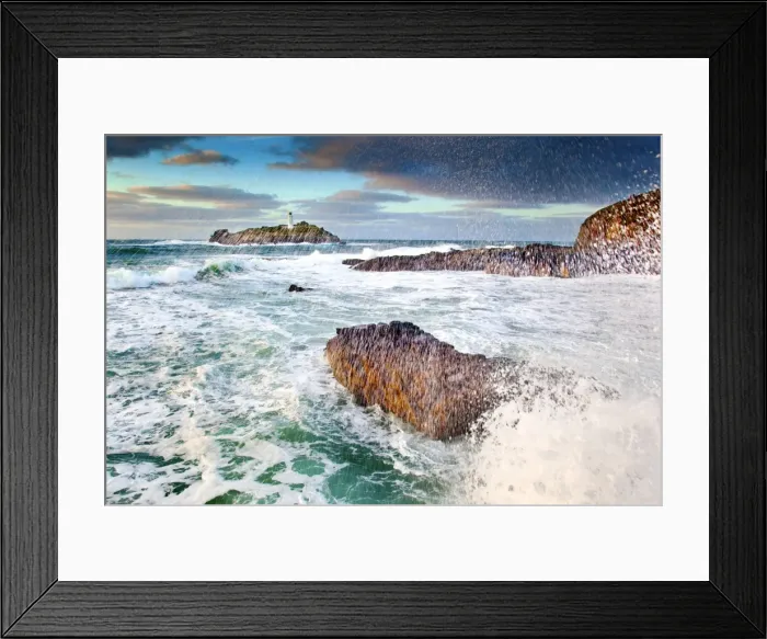 Framed Print : Breaking Wave - Godrevy - Cornwall - UK Framed Print : Breaking Wave - Godrevy - Cornwall - UK