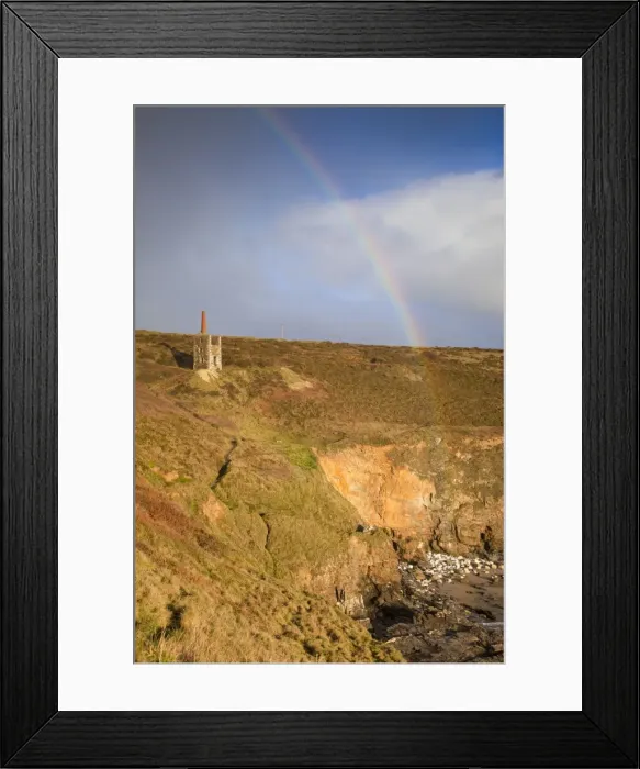 Framed Print : Rinsey - Engine House - with rainbow - Cornwall - UK Framed Print : Rinsey - Engine House - with rainbow - Cornwall - UK