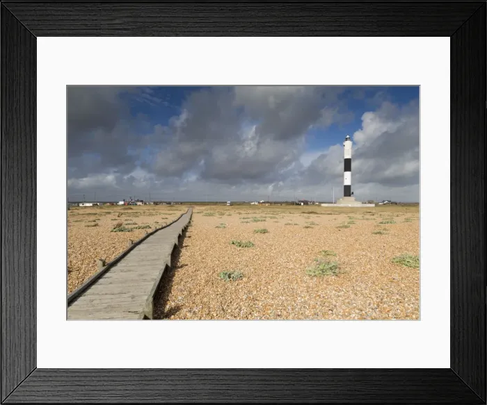 Framed Print : Dungess - Lighthouse - Beach - Kent - UK - board walk Framed Print : Dungess - Lighthouse - Beach - Kent - UK - board walk