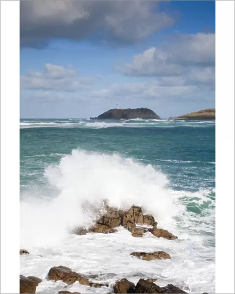 Round Island - and crashing waves - Isles of Scilly - view from Tresco