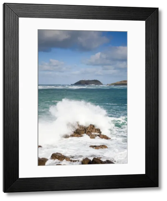 Framed Print : Round Island - and crashing waves - Isles of Scilly - view from Tresco Framed Print : Round Island - and crashing waves - Isles of Scilly - view from Tresco