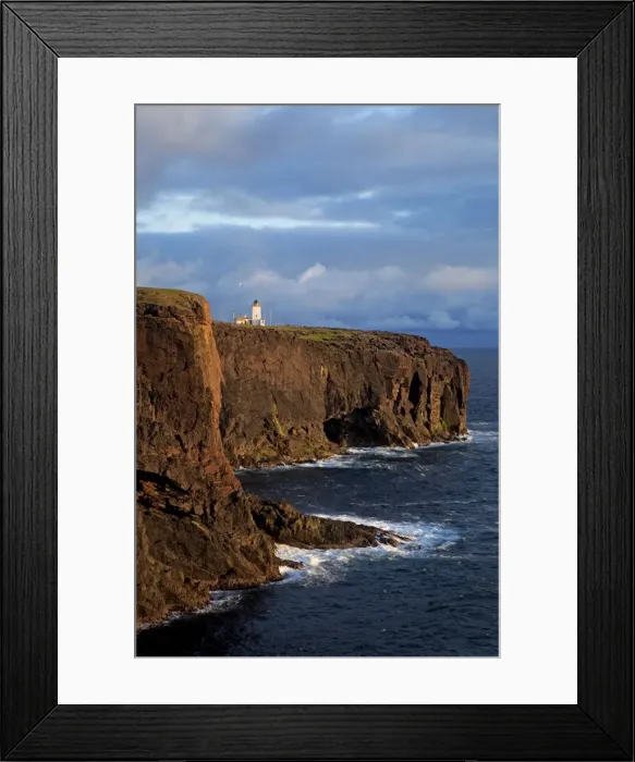 Framed Print : Esha Ness cliffs and lighthouse along cliffs edge - Shetland Islands - Scotland Framed Print : Esha Ness cliffs and lighthouse along cliffs edge - Shetland Islands - Scotland