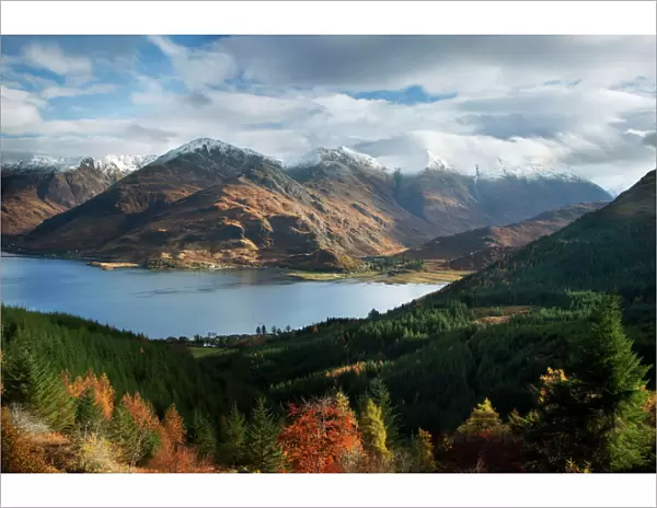 Five Sisters of Kintail looking across Loch Duich from a high view point - November - Ratagan - Glen Shiel - Scotland