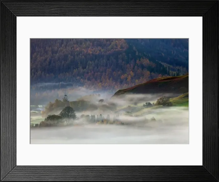 Framed Print : View from Castlerigg Stone Circle looking down the mist covered valley - November - Keswick - Lake District - England Framed Print : View from Castlerigg Stone Circle looking down the mist covered valley - November - Keswick - Lake District - England