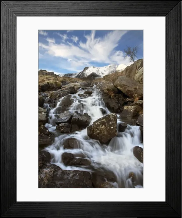 Framed Print : Waterfall in Idwal River below Twll Du or Devils Kitchen - Ogwen Valley - Snowdonia - North Wales - UK Framed Print : Waterfall in Idwal River below Twll Du or Devils Kitchen - Ogwen Valley - Snowdonia - North Wales - UK