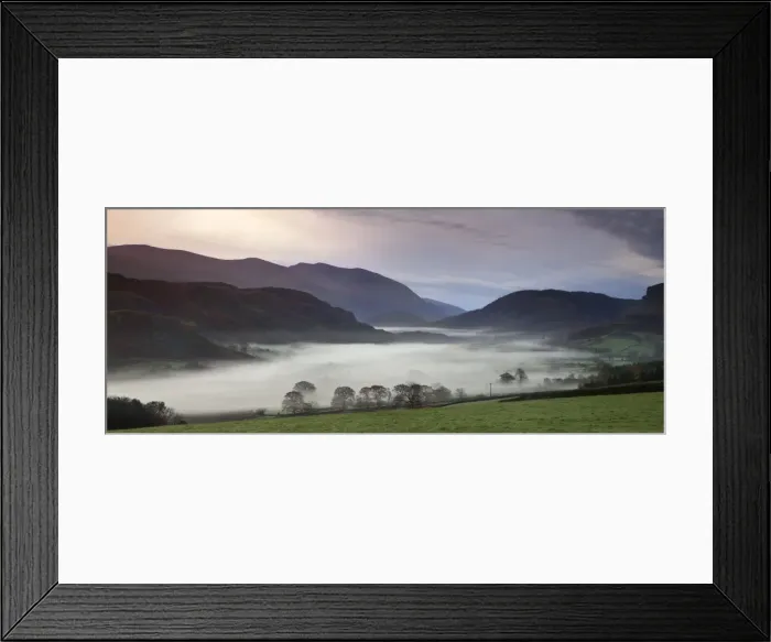 Framed Print : View from Castlerigg Stone Circle looking down the mist covered valley - November - Keswick - Lake District - England Framed Print : View from Castlerigg Stone Circle looking down the mist covered valley - November - Keswick - Lake District - England
