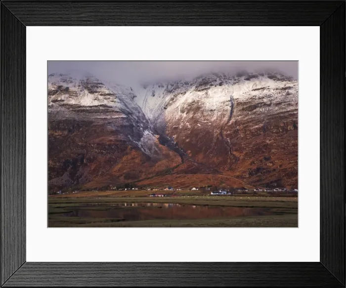 Framed Print : The village of Torridon in evening light below the Torridon mountains - March - Torridon - Wester Ross - Scotland Framed Print : The village of Torridon in evening light below the Torridon mountains - March - Torridon - Wester Ross - Scotland