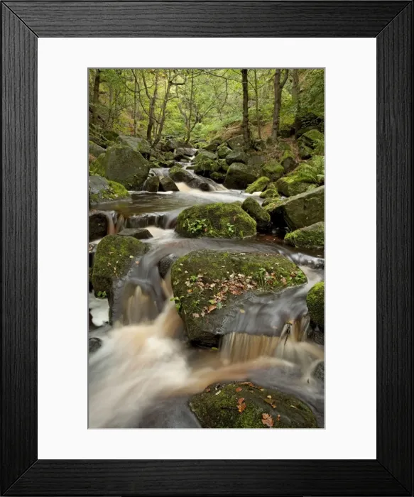 Framed Print : Burbage brook running through Padley Gorge - Derbyshire - England Framed Print : Burbage brook running through Padley Gorge - Derbyshire - England