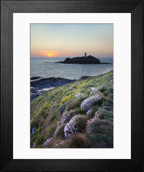 Framed Print : Godrevy at sunset - Cornwall - UK Framed Print : Godrevy at sunset - Cornwall - UK