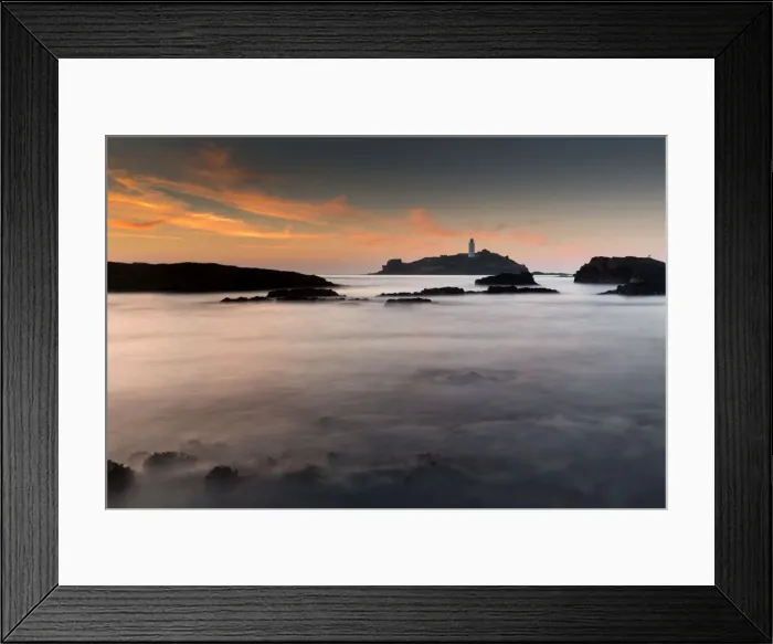 Framed Print : Godrevy - Sunset - Cornwall - UK Framed Print : Godrevy - Sunset - Cornwall - UK