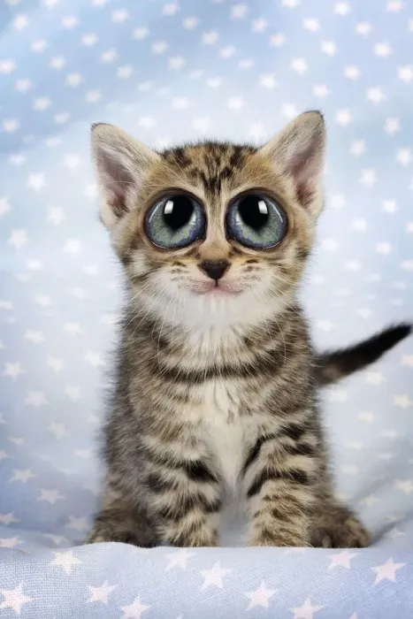 Framed Print : 13131251. Cat. Tabby Kitten (6 weeks old) with big eyes, smiling, on star background Date Framed Print : 13131251. Cat. Tabby Kitten (6 weeks old) with big eyes, smiling, on star background Date