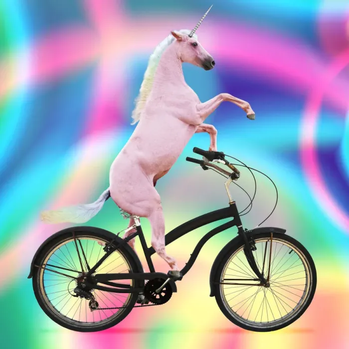 Framed Print : 13131762. Unicorn, riding a bike Date Framed Print : 13131762. Unicorn, riding a bike Date