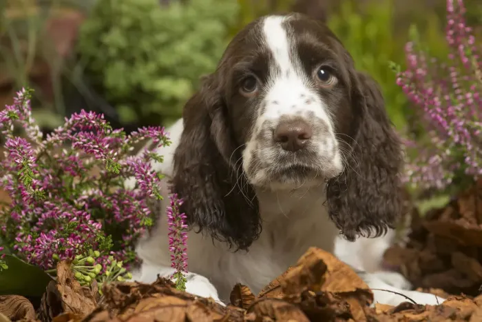 Framed Print : 13132161. Springer Spaniel puppy outdoors in Autumn Date Framed Print : 13132161. Springer Spaniel puppy outdoors in Autumn Date