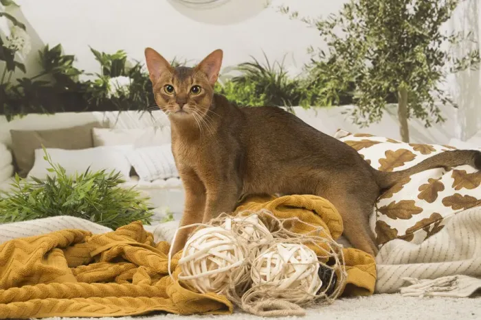 Framed Print : 13132331. Abyssinian cat indoors Date Framed Print : 13132331. Abyssinian cat indoors Date
