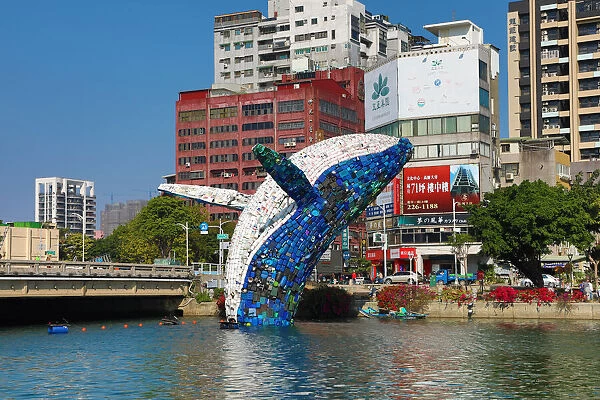 13132457. Whale in Love ecological art installation in the Love River