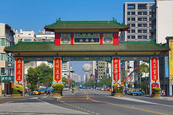 13132472. Chinese Paifang gate on Qixian 3rd Road, Kaohsiung City, Taiwan Date