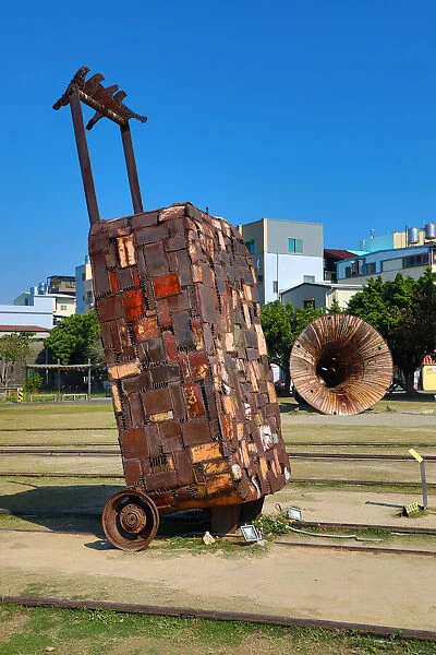 13132479. Metal art at the Takao Railway Museum by the Pier 2 Art Center