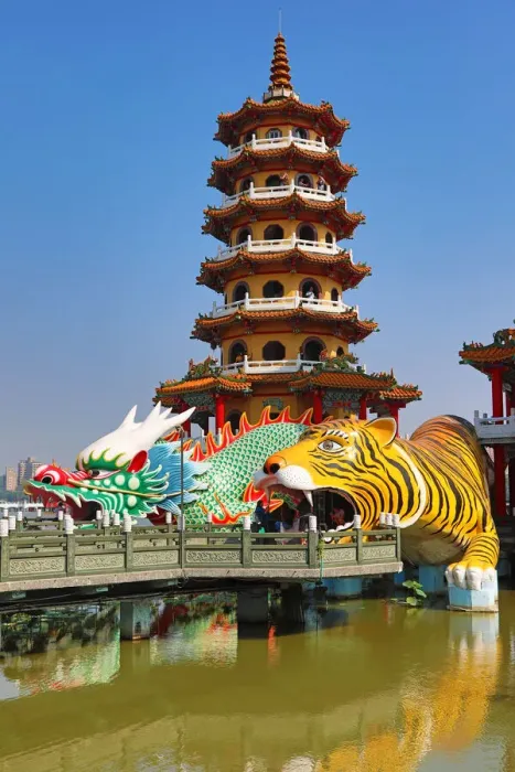 Framed Print : 13132498. Dragon and Tiger Pagodas temple at the Lotus Ponds, Kaohsiung, Taiwan Date Framed Print : 13132498. Dragon and Tiger Pagodas temple at the Lotus Ponds, Kaohsiung, Taiwan Date