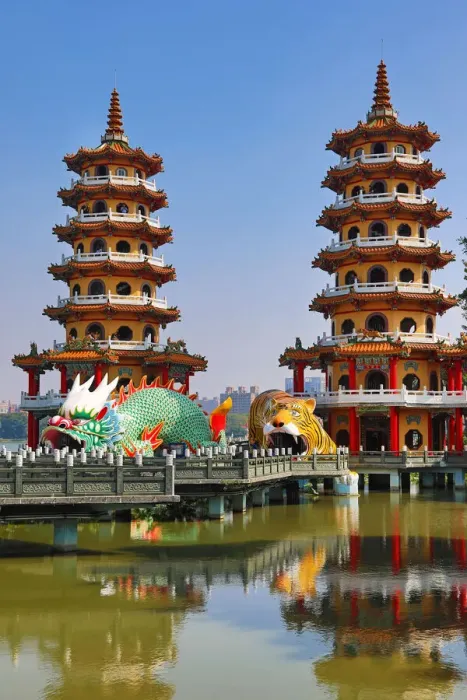 Framed Print : 13132499. Dragon and Tiger Pagodas temple at the Lotus Ponds, Kaohsiung, Taiwan Date Framed Print : 13132499. Dragon and Tiger Pagodas temple at the Lotus Ponds, Kaohsiung, Taiwan Date