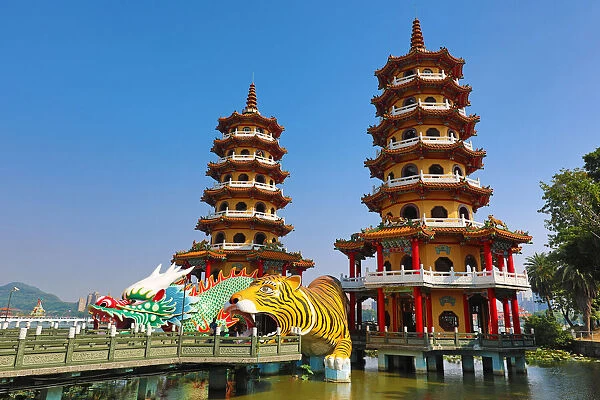 13132501. Dragon and Tiger Pagodas temple at the Lotus Ponds, Kaohsiung, Taiwan Date