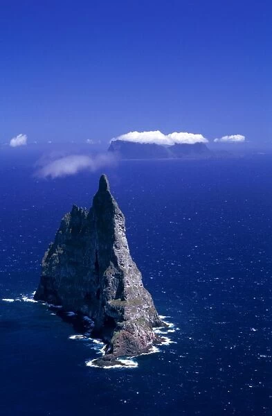 Aerial - Balls Pyramid world's tallest sea stack, 562 metres, Lord Howe Island, New South Wales, Australia JPF33533