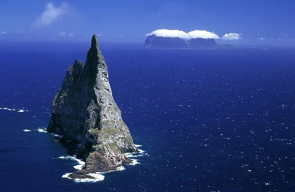 Aerial - Balls Pyramid world's tallest sea stack - Lord Howe Island, New South Wales, Australia JPF33528