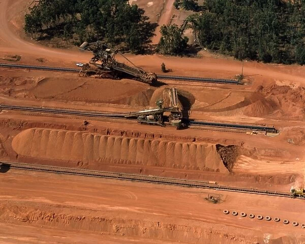 Aerial - Bauxite mining used in aluminium manufacture Weipa, Cape York, Queensland, Australia JPF52276