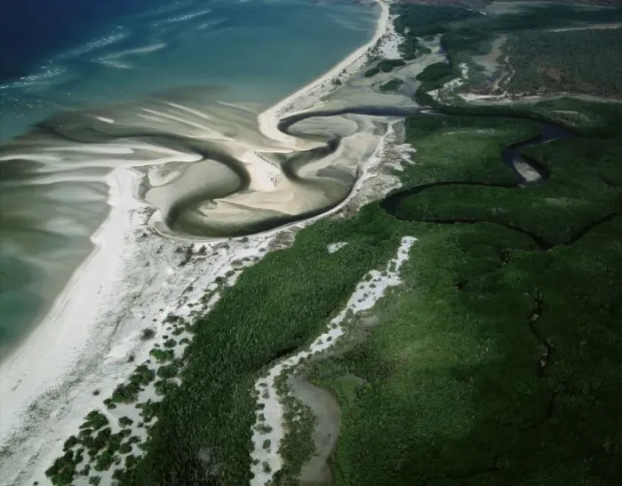 Framed Print : Aerial - Boucaut Bay river mouth, sandy beach & mangroves, Arnhemland (Aboriginal Land), Northern Territory, Australia JPF52923 Framed Print : Aerial - Boucaut Bay river mouth, sandy beach & mangroves, Arnhemland (Aboriginal Land), Northern Territory, Australia JPF52923