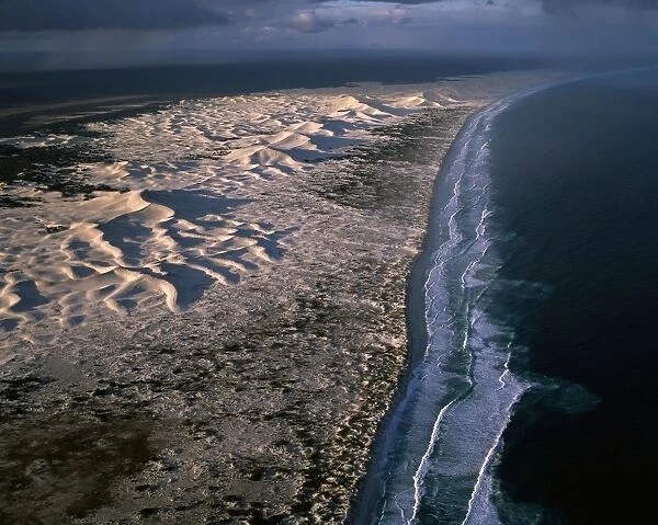 Aerial - Coastal dunes between Wylie Scarp & Southern ocean (Great Australian Bight) Nuytsland Nature Reserve, Western Australia JPF45644