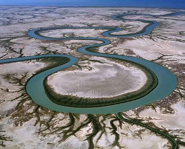 Aerial - Gin Arm Creek, oxbows (meanders) Gulf of Carpentaria, Queensland, Australia JPF48719