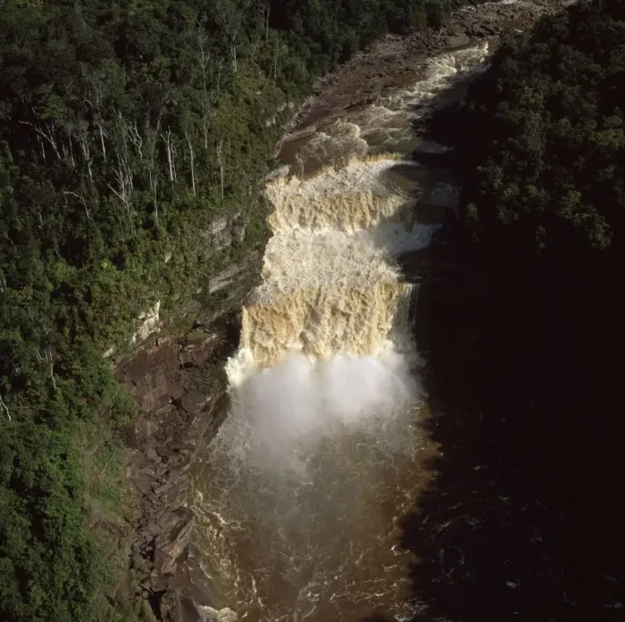 Framed Print : Aerial image of Guyana, South America: Peaima Falls, Upper Mazaruni River Framed Print : Aerial image of Guyana, South America: Peaima Falls, Upper Mazaruni River
