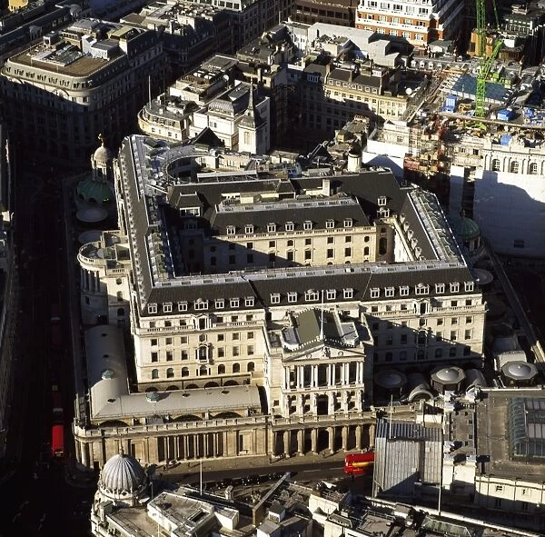 Aerial image of London, England, UK: Bank of England, the central bank of the whole of the United Kingdom