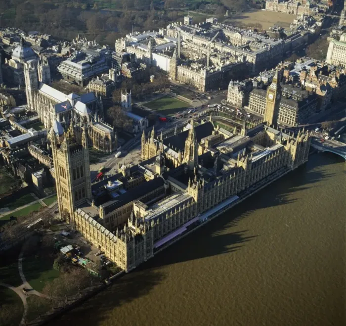 Framed Print : Aerial image of London, England, UK: Houses of Parliament (the Palace of Westminster), Big Ben, Westminster Framed Print : Aerial image of London, England, UK: Houses of Parliament (the Palace of Westminster), Big Ben, Westminster
