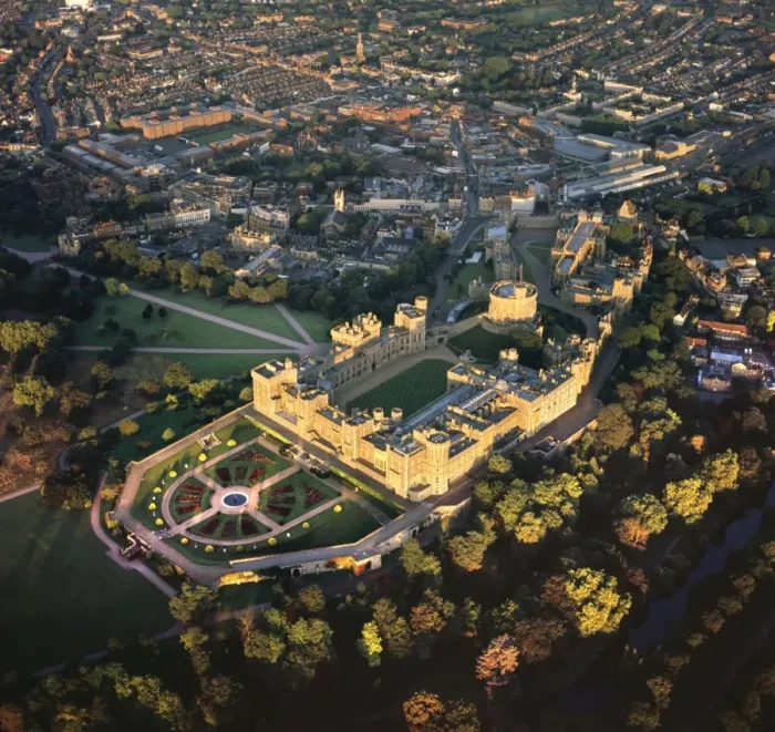 Framed Print : Aerial image of London, England, UK: Windsor Castle, the largest inhabited castle in the world, one of the principal official residences of the British monarch. Queen Elizabeth II, Berkshire Framed Print : Aerial image of London, England, UK: Windsor Castle, the largest inhabited castle in the world, one of the principal official residences of the British monarch. Queen Elizabeth II, Berkshire