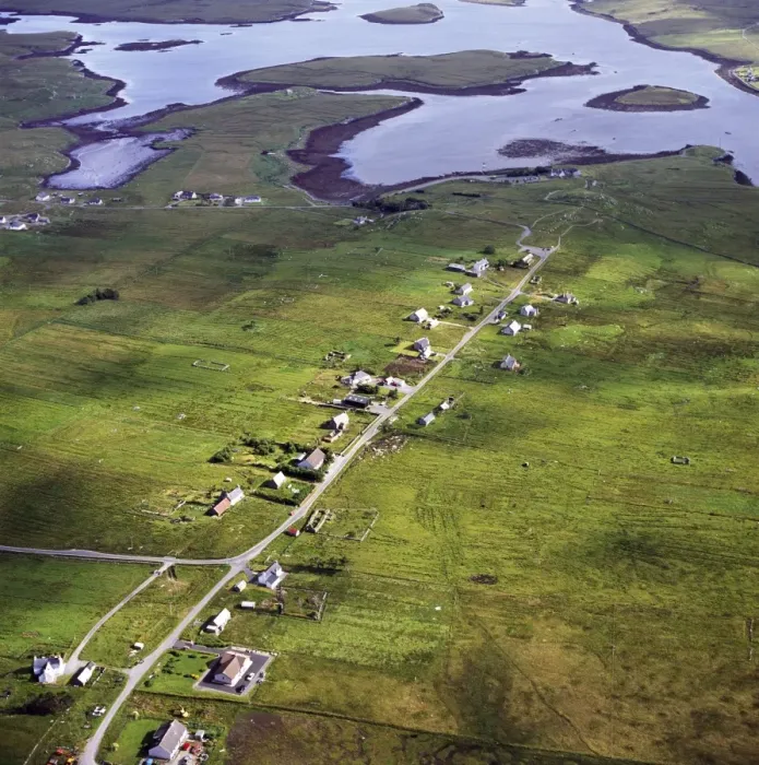 Framed Print : Aerial image of Scotland, UK: Callanish, a village (township), situated on a headland jutting into a sea loch, Loch Roag, near Stornoway, West Side of the Isle of Lewis, Outer Hebrides, West Coast Scotland Framed Print : Aerial image of Scotland, UK: Callanish, a village (township), situated on a headland jutting into a sea loch, Loch Roag, near Stornoway, West Side of the Isle of Lewis, Outer Hebrides, West Coast Scotland