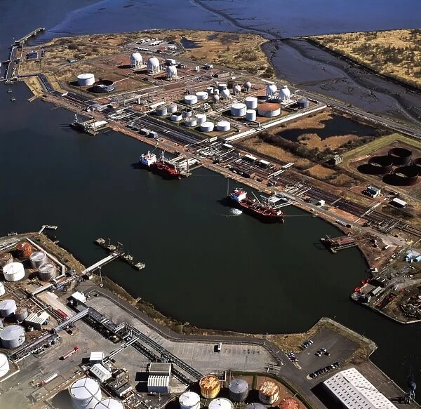Aerial image of Scotland, UK: Grangemouth Docks and Grangemouth oil refinery