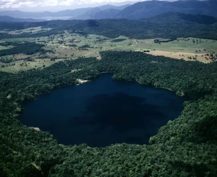 Framed Print : Aerial - Lake Barrine Crater Lakes National Park, Queensland, Australia JPF47122 Framed Print : Aerial - Lake Barrine Crater Lakes National Park, Queensland, Australia JPF47122