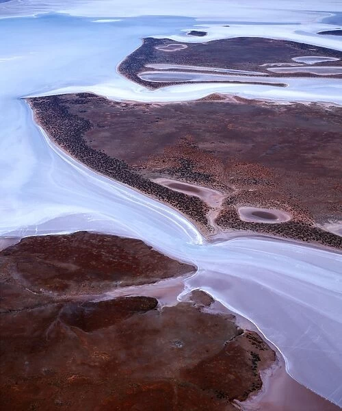 Aerial - Lake Gairdner, aerial About 160 kilometres long and 50 kilometres across, with salt more than a metre thick at some points, South Australia JPF47606