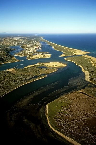 Aerial - Lakes Entrance, Hopetoun Channel aerial South Gippsland Lakes, Victoria, Australia JLR06781