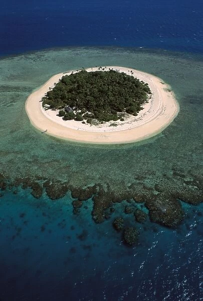 Aerial - Malamala Island - a coral cay - Mamanuca Group, Fiji JPF31628
