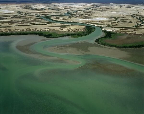 Aerial - McArthur River near delta Gulf of Carpentaria, Northern Territory, Australia JPF48204
