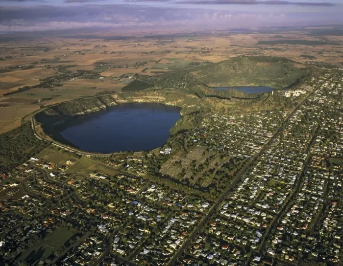 Framed Print : Aerial - Mount Gambier and Blue Lake South Australia JPF49542 Framed Print : Aerial - Mount Gambier and Blue Lake South Australia JPF49542