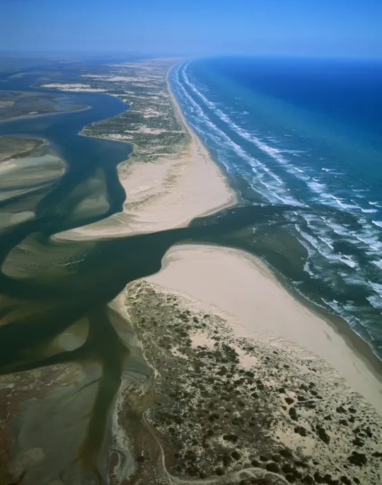 Framed Print : Aerial - Murray River mouth with Sir Richard Peninsula (bottom) and Younghusband Peninsula (top), Coorong National Park, South Australia, Shorebird Network Site; Ramsar wetland JPF49630 Framed Print : Aerial - Murray River mouth with Sir Richard Peninsula (bottom) and Younghusband Peninsula (top), Coorong National Park, South Australia, Shorebird Network Site; Ramsar wetland JPF49630
