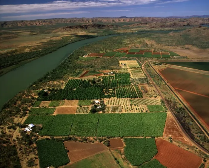 Framed Print : Aerial - Ord River Irrigation Scheme near Kununurra, Western Australia JPF51804 Framed Print : Aerial - Ord River Irrigation Scheme near Kununurra, Western Australia JPF51804